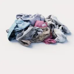 "3D model of dirty laundry consisting of shirts, stockings and underpants for Blender 3D software. Rendered in Redshift with a pastel color palette, this pile of laundry creates a realistic and detailed scene."