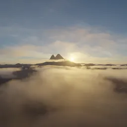 Aerial Mountain Landscape Sunset