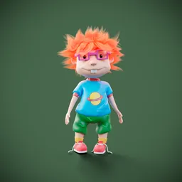 3D model of a stylized cartoon male character with orange hair, created in Blender, available for download.