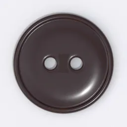 Detailed 3D model of a brown button with two holes, textured for realistic clothing design in Blender.
