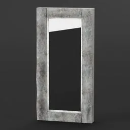 Modern full-length 3D stone-framed mirror for Blender wardrobe designs.