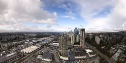 Aerial City Cloudy Morning