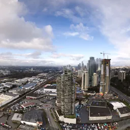 Aerial City Cloudy Morning