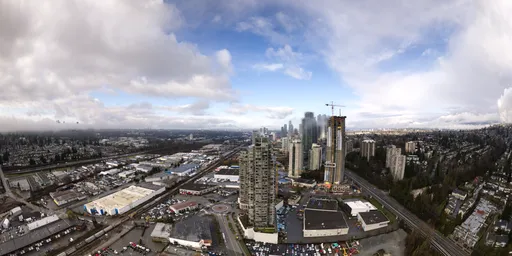 Aerial City Cloudy Morning