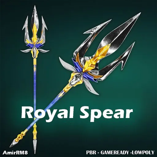 Intricately designed 3D spear with detailed textures, ideal for Blender renderings and historical game assets.
