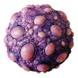 Highly detailed purple PBR texture of organic Alien Eggs V2 material for Blender 3D rendering and texturing.