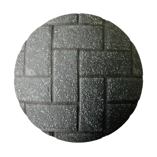 Grey Herringbone Brick Paving 3D material with realistic displacement from photoscans for Blender PBR.