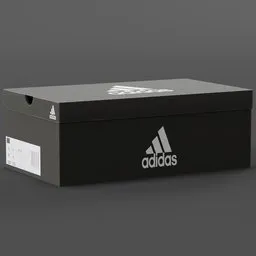 Detailed 3D rendering of a black Adidas shoebox, optimized for Blender 3D projects and modeling.