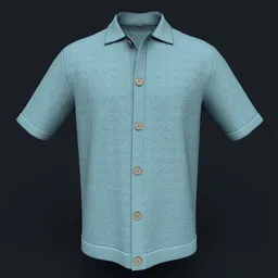 Noughts Stitch Knit Button-Down Shirt