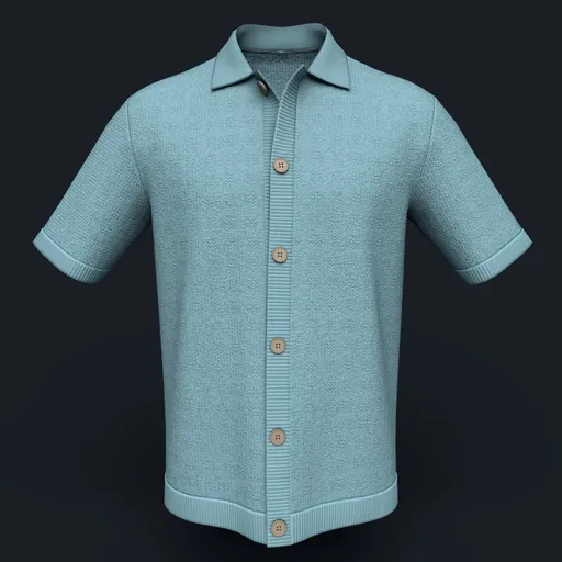 Noughts Stitch Knit Button-Down Shirt