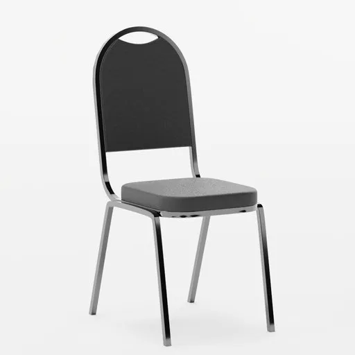 3D rendered cushioned chair with oval backrest, designed for Blender 3D visualization and model animation.