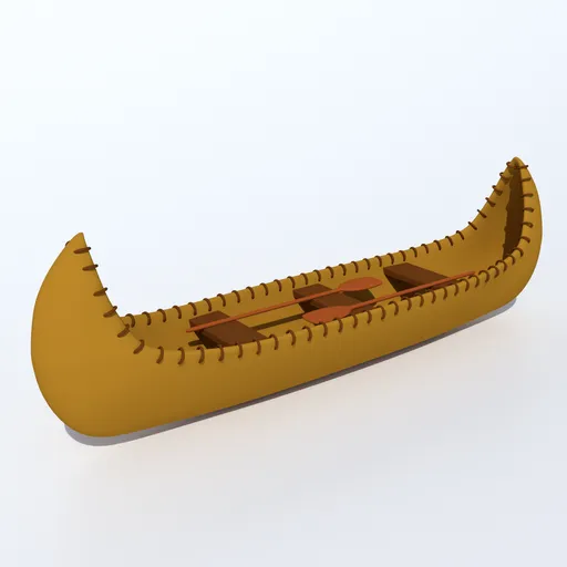 Cartoon Native American Indian Canoe