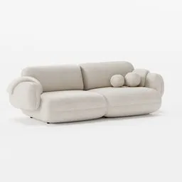 Detailed 3D rendering of a minimalist white curved sofa, ideal for modern interior design visualization in Blender.