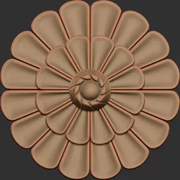 Detailed floral imprint design by ER_Ornament Brush 190 for 3D sculpting in Blender, ideal for intricate war gear models.