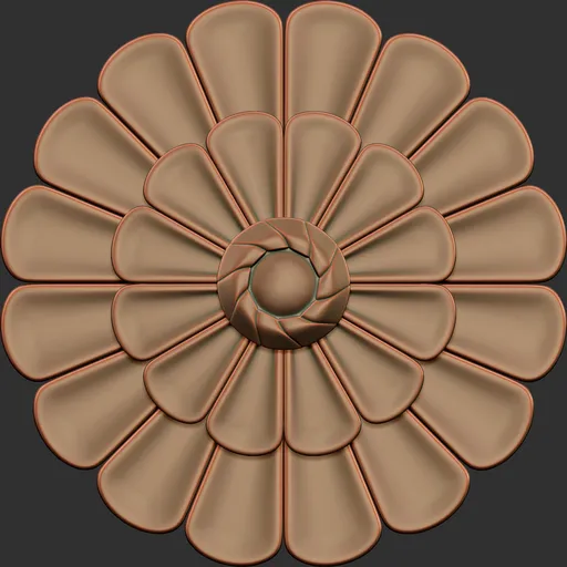 Detailed floral imprint design by ER_Ornament Brush 190 for 3D sculpting in Blender, ideal for intricate war gear models.