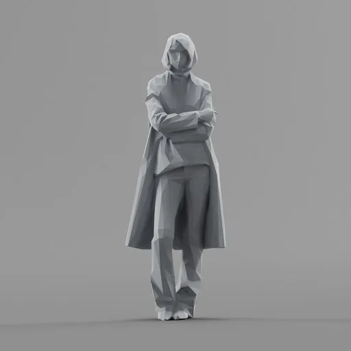 Lowpoly Female in coat Standing
