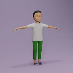 3D animated Myanmar student model in Blender with UV map for repainting, showcasing charm and personality.