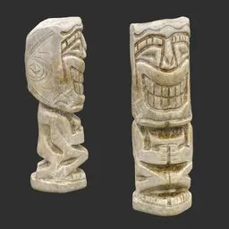 Tiki God Toothy Grin Statue Marble