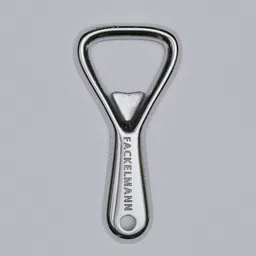 Highly detailed 3D model of a metal bottle opener with realistic textures, suitable for Blender rendering.