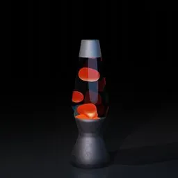 Realistically animated 3D retro lava lamp with dynamic orange bubbles, meticulously crafted in Blender.