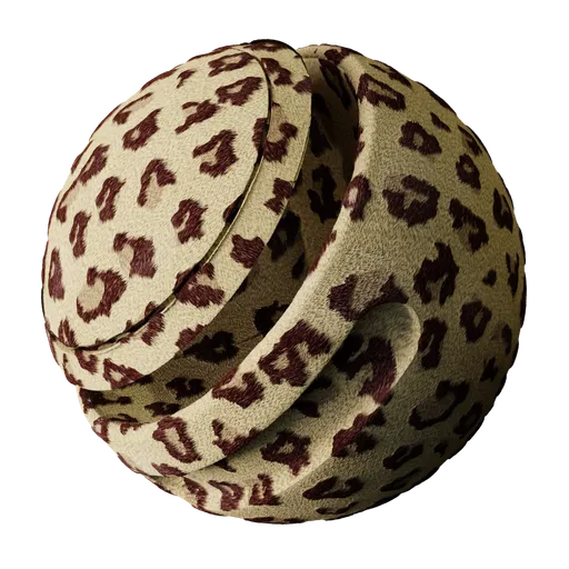 Realistic PBR Leopard Fur texture for 3D materials, showcasing detailed golden brown and black hues.