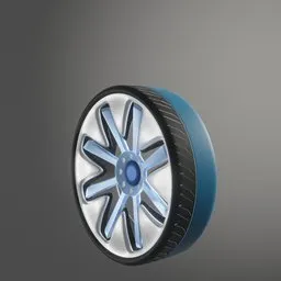 Detailed 3D car wheel model with modern design, ideal for Blender 3D projects, displaying smooth geometry and texture.