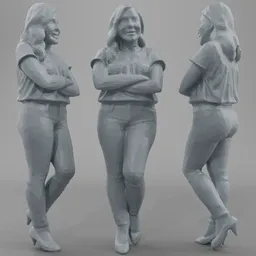 🙋‍♀️ Confident Low-Poly Woman Standing – Arms Crossed Pose