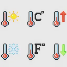 Pixel Temperature Icon Set