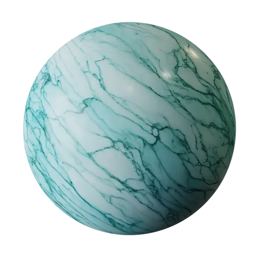 High-resolution aqua-colored marble texture for 3D modeling and rendering, compatible with Blender and PBR workflow.