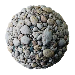 Realistic 3D pebble texture for Blender PBR material rendering, based on CC0 photo by Kira Schwarz.