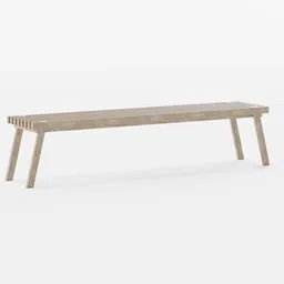 High-quality 3D rendering of a textured wooden bench, ideal for Blender 3D modeling and exterior design visualization.