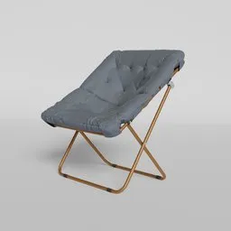 3D rendered foldable soft lounge chair with plush upholstery and a metal frame, suitable for Blender design projects
