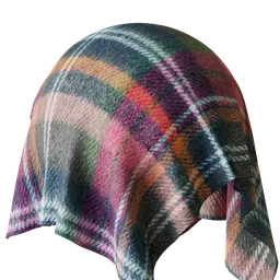 High-resolution PBR Tartan fabric texture for 3D Blender material with detailed knitting and tiling effect.