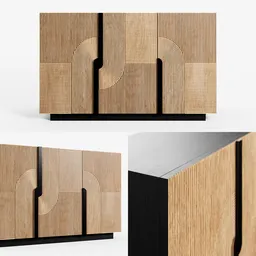 Geometric Wood Sideboard Cabinet