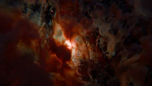 Volumetric Turbulent Red Nebula CloseUp