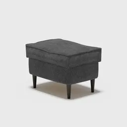 Realistic 3D model of a grey wool-patterned pouf for Blender rendering, with detailed texture and shading.