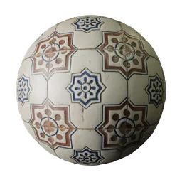 Hand-painted rustic ceramic tile texture for PBR shading in 3D modeling, ideal for Blender material creation.