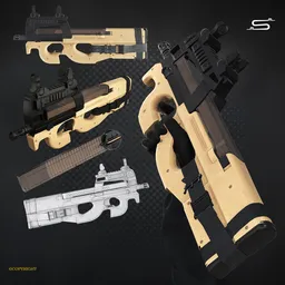 FN P90 Gun - Animated