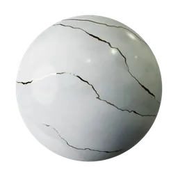 Realistic White Gold Marble PBR texture for 3D materials with intricate golden veins.