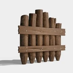 Realistic textured 3D wooden fence model, perfect for Blender rendering, high-resolution with shadows.