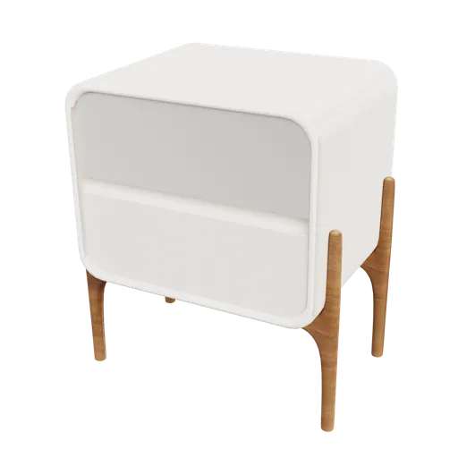 Modern 3D-rendered bedside table with realistic textures compatible with Blender for virtual interior design.