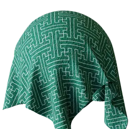 Green Geometric Cotton Towel Fabric