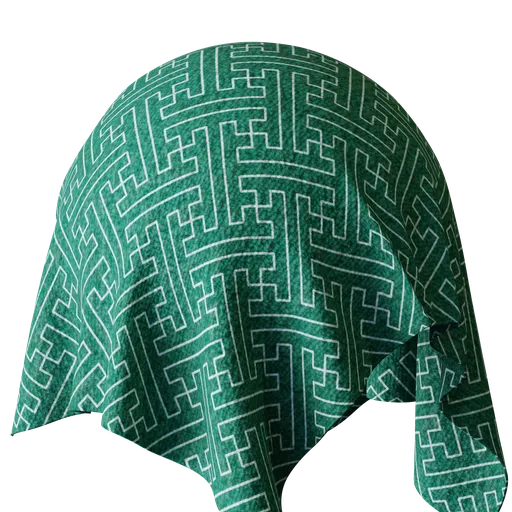 Green Geometric Cotton Towel Fabric