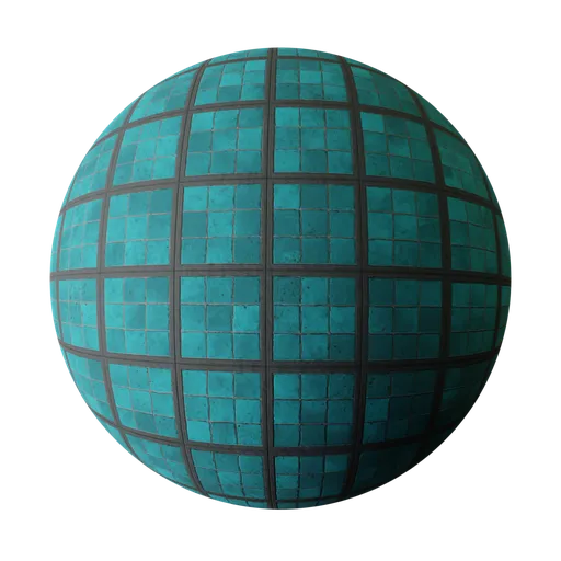 Worn Aqua Floor Tiles