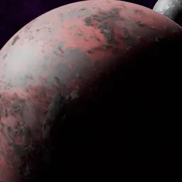 Red Planet with Moon and Surface