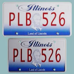 3D modeled Illinois license plate for Blender, vehicle part, with mid-resolution texture for general use.