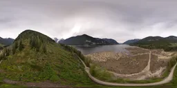 Mountain Lake Landscape Overcast