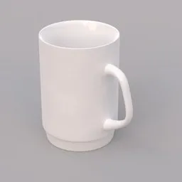 High-quality 3D model of a sleek, white porcelain coffee mug, perfect for Blender rendering projects.