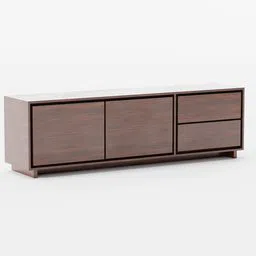 Detailed 3D wooden sideboard model for Blender, perfect for interior design and architectural visualization.