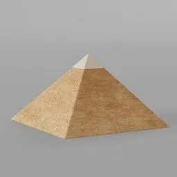 "Procedural street pyramid 3D model for Blender 3D with customizable dimensions. Accurate to Egyptian tradition with sand-colored walls, lizard skin, and gold flake details. High-quality render with humus and sheep wool textures."